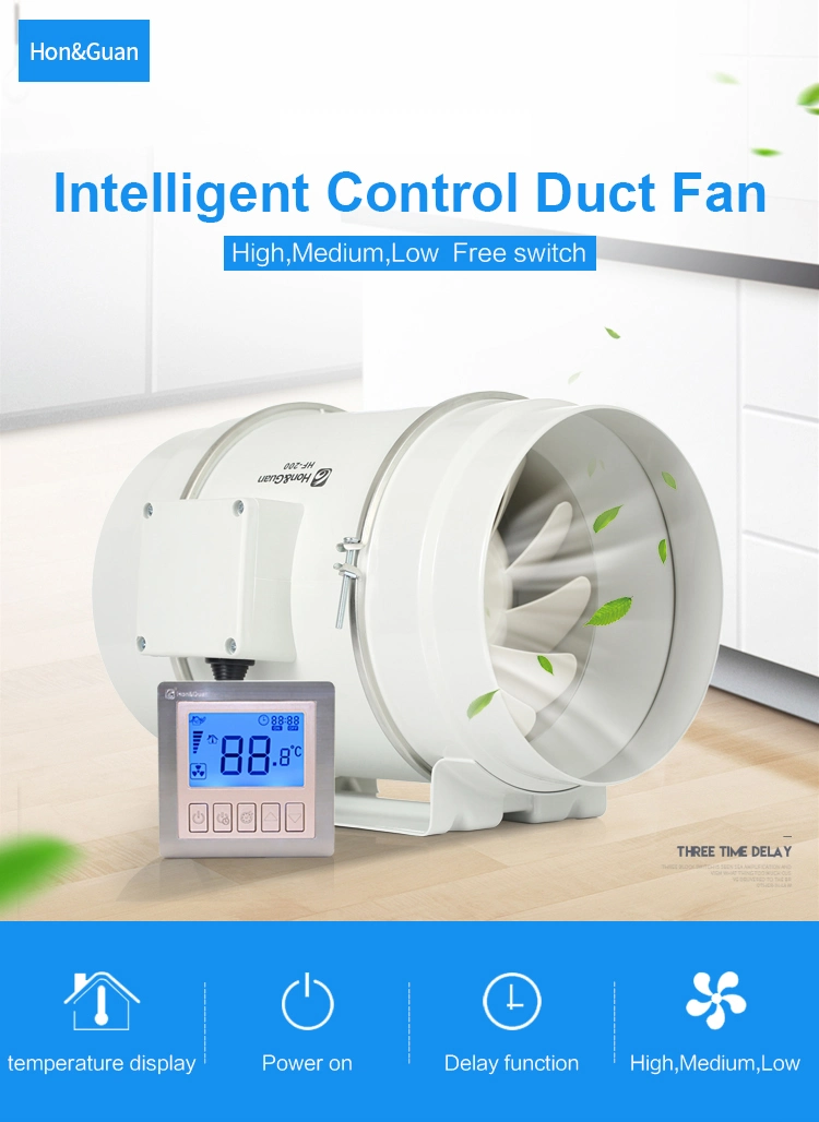 4/5/6/8 Inch High Air Flow Mixed Flow Inline Duct Fan with Wired Control-Smart